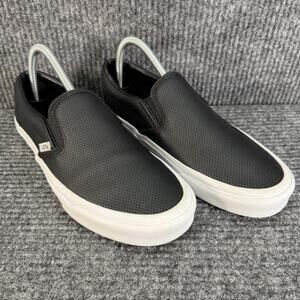 Vans Classic Slip-On Black Perforated Leather Shoes Men 7 Women 8.5